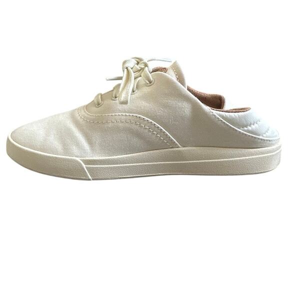 Olukai Kohu Lightweight Canvas Lace Up Low Top Casual Sneakers EUC White 36.5 - Picture 4 of 6
